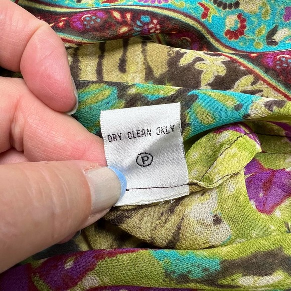 Vintage GOSilk Petite Blouse Button Front Paisley Women’s Size PM - Picture 7 of 9